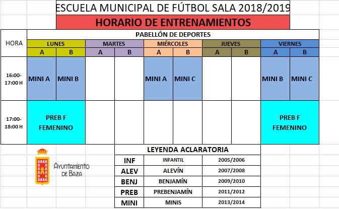 HORARIO PABELLON FUTBOL SALA